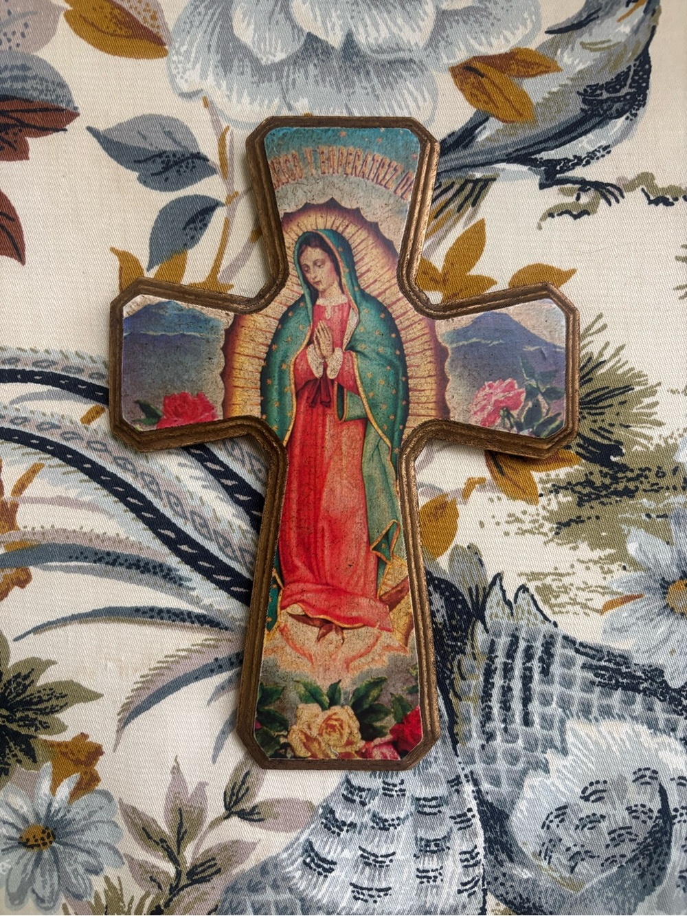 Decoupage on Pine Wood ~ Our Lady of Guadalupe Wooden Cross